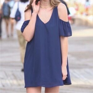 Show Me Your MuMu Navy Cold-Shoulder Mini Dress